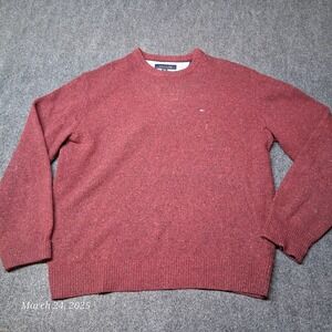 Tommy Hilfiger Lambs Wool Blend Sweater Men Size XL Red Crew Neck